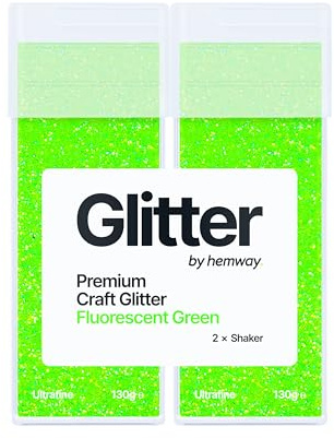 Hemway Craft Glitter Shaker Fluorescent Green 130g x2 Pack Ultrafine