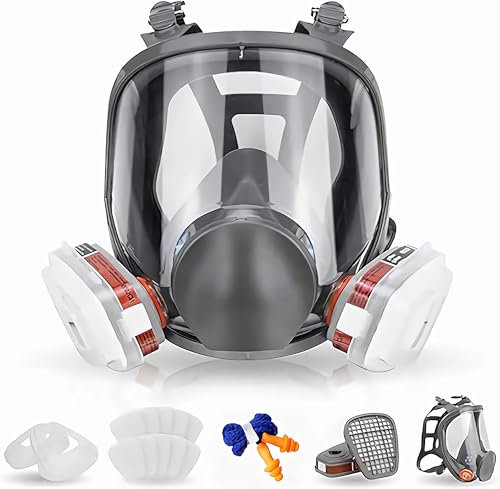 Masque respiratoire réutilisable complet pour le visage, masque à gaz, masque intégral avec filtre, masque industriel anti-poussière pour pulvérisation, ponçage, peinture, polissage, soudage avec 22