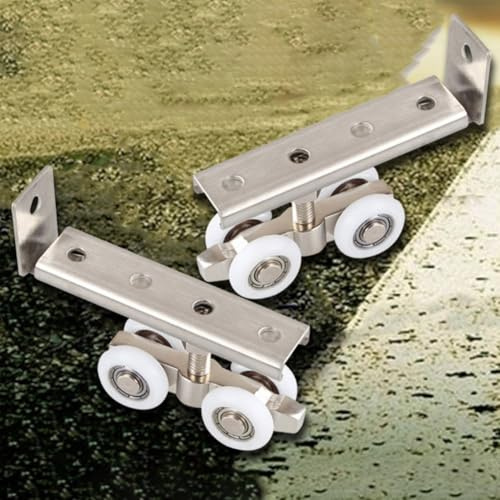 2Pcs Sliding Door Wheels, Zinc Alloy Wardrobe Cabinet Sliding Door Wheel Rollers With 50Kg Load Capacity, For Curtain Tracks, Folding Doors