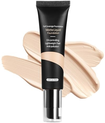 Foundation, Full Coverage BB Cream Wasserfest & Langanhaltend, Feuchtigkeitsspendende Concealer mit Leichte Textur, Grundierung Versteckt Falten & Linien, Ölkontrolle Gesichts Makeup