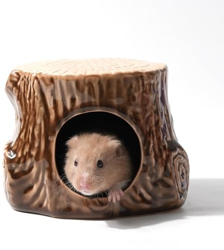 Zhilishu Ceramic Hamster Hideout, Hamster House and Habitat, Syrian Hideout Decor Cool Bed for All Season Gerbil, Mice Guinea Pig