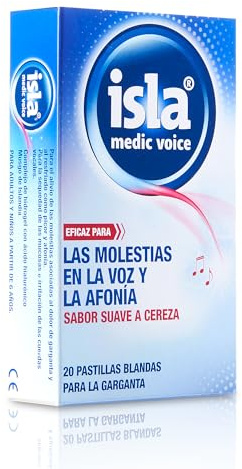 Isla Medic Voice Soft Lozenges, Relieves Sore Throat Discomfort, Voice and Aphonia, with Icelandic Moss, for Adults and Children Aged 6+, Cherry Flavour, 20 Tablets