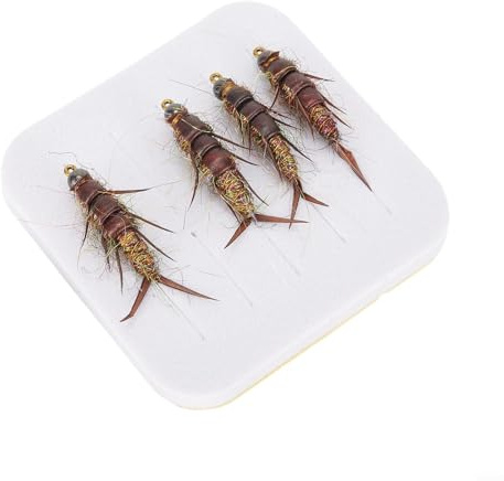Fishing Nymph Stonefly Lure Set High Carbon Steel Hook Flies Realistic Feather Bait Artificial Fishing Tackle For Trout Bass Grayling Steelhead Bluegill Freshwater Fish Pack of 5