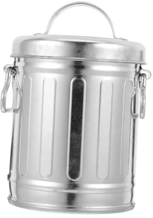 CVUTOVO Cenicero De Metal Galvanizado con Tapa Cenicero De Cubo Vintage Mini Papelera De Escritorio para Mesa De Noche Oficina Cocina Y Hogar Diseño Compacto