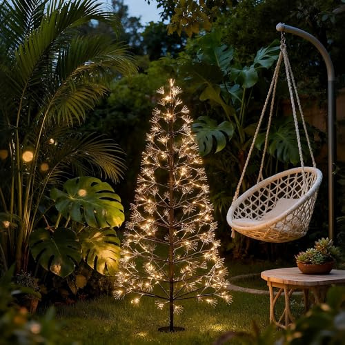 UISEBRT Albero luminoso a LED con 1500 LED e decorazione nevosa, IP44 impermeabile, albero di Natale abete per Natale, matrimonio, compleanno, festa, primavera, interno ed esterno, 150cm bianco caldo
