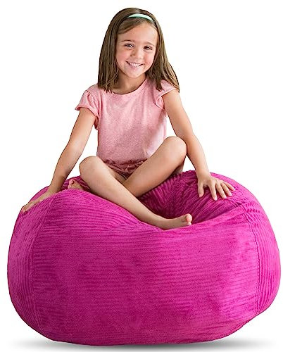 Creative QT Poltrona Sacco da Riempire con Peluche - Organizzazione Riempi & Siediti per Stoccaggio Giocattoli Bambini - Disponibile in Varie Dimensioni e Colori (33, Velluto a Coste Rosa)