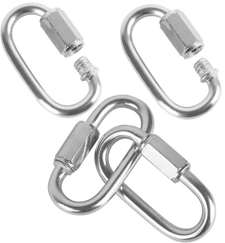 KINJOEK Confezione da 4 connettori a catena M10 da 10 mm a collegamento rapido in acciaio inox, carico massimo 1041,9 kg, resistenti viti a forma di D, ganci di bloccaggio per amache, attrezzature da