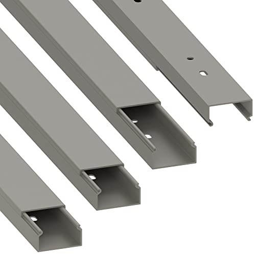 Habengut | Canal para Cables (con Orificios de Montaje en el Suelo) 15x30 mm, de PVC, Longitud 4 m (4 x 1 m), Gris