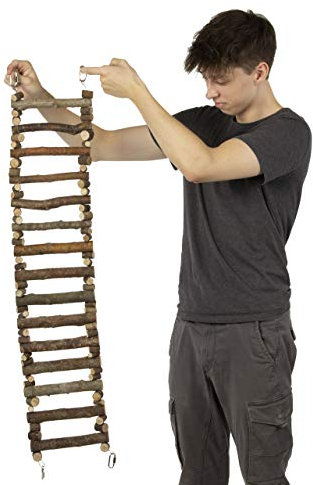 HappyBird | Vogelleiter | Natural Ladder L | 110 x 20 cm für Papageien | Leiter aus Naturästen - Papageienleiter