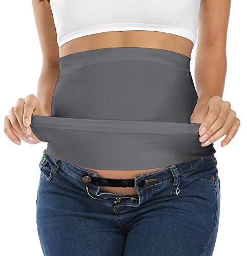Yeshape Belly Bands for Pregnant Women Maternity Pants Extender Shirt Extenders for Women Postpartum Belly Band, Dark Gray, 2