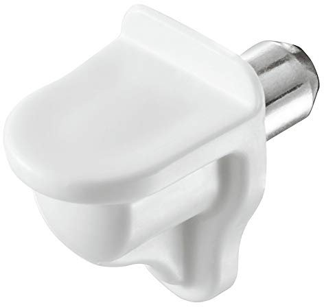 JAM2DAY 12 x Shelf Support Studs Pegs for Standard 5 mm Hole - Strong 60kg Load Capacity… (White with Steel Peg)