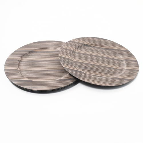 Rammento Lot de 4 assiettes de présentation effet bois naturel marron 33 cm