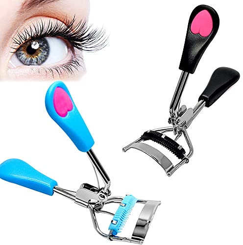 2 Pcs Eyelash Curler with Comb Stainless Steel Eye Lash Curler Wide Angle Eyelash Comb Eye Makeup Toolset for Girls