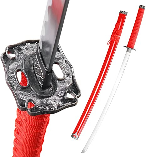 Red 39.5” Classic Dragon Katana Samurai Sword Unsharpened Steel
