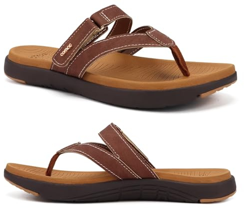 COFACE Infradito Donna Moda Ortopediche Estive Comode Pelle Cuoio Supporto Arco Plantare Flip Flop Doccia Spiaggia Piscina Aperte Mare Leggere Eleganti Ciabatte Antiscivolo Gomma Suole Marrone 38
