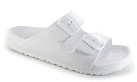 ella Ladies Double Buckle Slides (White, uk_footwear_size_system, adult, women, numeric, medium, numeric_7)