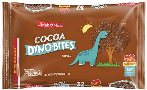 Malt-O-Meal Cocoa Dyno Bites Gluten Free Breakfast Cereal, Crispy Rice Puff Cereal, 32 OZ Resealable Bag