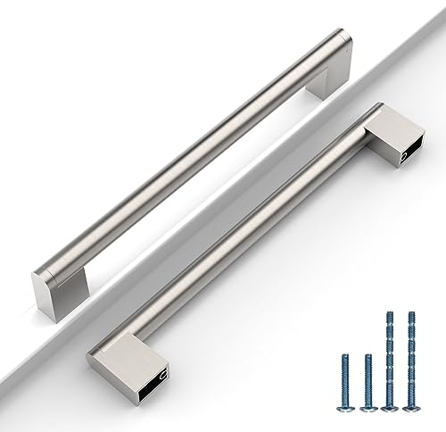 9BUILD 10 Stück Schrankgriffe Gebürsteter Nickel Lochabstand 160mm Griffe für Küchenschränke Edelstahl Möbelgriffe Küchengriffe griffe möbel Küchenschrank Schranktürgriffe EU0030