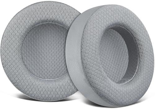 SOULWIT Cuscinetti Auricolari in Tessuto a Rete Ricambio per Corsair Virtuoso RGB Wireless XT SE, Padiglioni Cuffie con Schiuma di Isolamento Acustico ad alta Densità, Spessore Aggiunto - Grigio