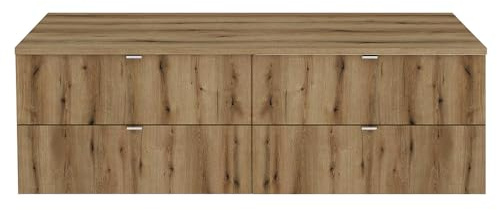 Lomadox Lavabo doppio da bagno, 160 cm, in rovere, profondità ridotta (40 cm)