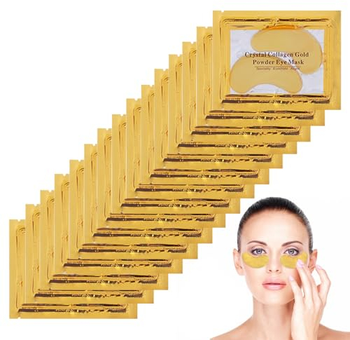 14 Pairs Collagene Patch Occhi, Maschera Contorno Occhi in Oro 24K, maschera per gli occhi sotto gli occhi per occhi gonfi, Idratante, anti-rughe, anti-età, cerchi scuri ed elimina tasche