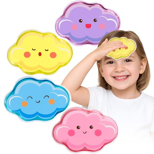 Hilph Kids Ice Packs for Boo Boos, Colorful Gel Ice Pack for Kids Injuries, Reusable Toddler Small Ice Packs Cold Compress for Kids Pain Relief, Bump, Fever, Bruise, First Aid, 4 Pack