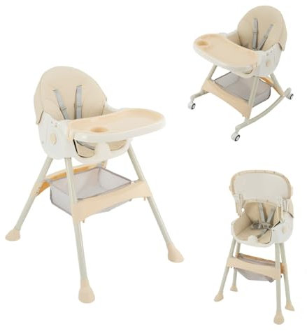 Trona 3 en 1 para bebé con ruedas, ajustable, plegable, con función reclinable, trona combinada para comedor, silla infantil plegable a partir de 6 meses