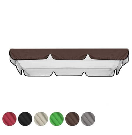 TYBEITAO 600D Hochwertiges,Silberbeschichtetes Oxford-Gewebe Hollywoodschaukeln Dachbezug Winddicht,Robust und Reißfest Dach Für Schaukelgestell Outdoor,Brown-190 * 132 * 15cm