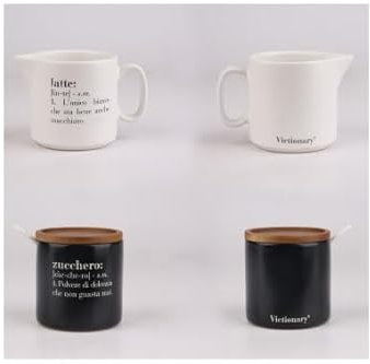 Villa d'Este Home Tivoli 1996 Set zuccheriera e lattiera in gres, con cucchiaino, Victionary