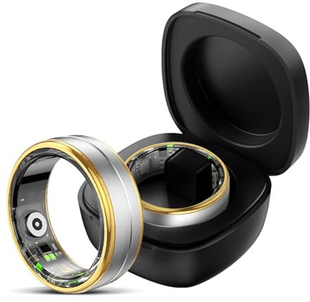 Smart Ring Golden Smartringe Herren Damen Smart Ring Android iOS Fitness Ring Tracker Pulsmesser Schlafmonitor Schrittzähler Gesundheitsüberwachung Aktivitätstracker (Silber, #7-Inner cir 54.9mm)