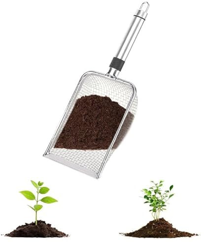 FitRepa 2 PCS Gartensieb aus Edelstahl Kompostsieb mit Griff, Erdsieb Sandsieb, für Erde, Steine, Kompost, Unkraut, Sand, Schotter und Saatgut (3.8mm)