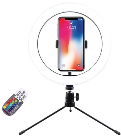 Set di treppiede da scrivania per luce RGB 10 pollici con telecomando supporto telefono rotabile a 360 LED regolabili ringlight trucco fotografia selfie video streaming