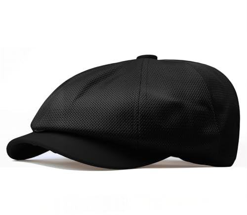 crazy bean Gorras Planas Hombre Mujer de Malla Boinas Verano Transpirable Sombrero Ajustable con Visera Newsboy Flat Cap Golf