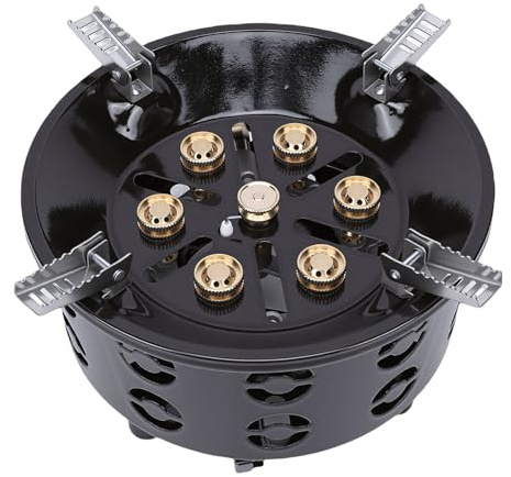POENVFPO Fornello a Gas da Campeggio con Bruciatore Singolo, Potente Fornello Portatile da 21800 W con Antivento e Tubo da 1,5 M, per Cucinare All'aperto Camping RV Picnic