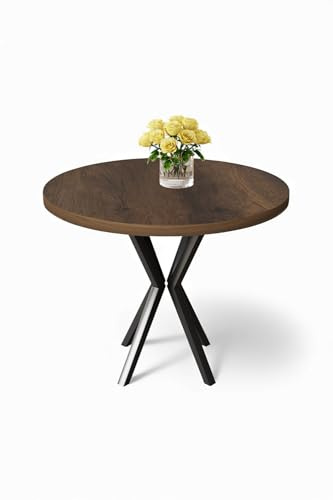 Mesa de Comedor Moderna con Patas de Metal, Barroco y Negro, 90 x 73 x 90 cm, Tablero de partículas 100% Recubierto de melamina, Elegante y Duradera