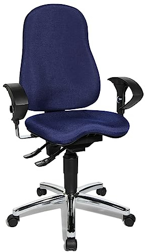 Topstar SI59UG26, Sitness 10 ergonomischer Bürostuhl, Schreibtischstuhl, inkl. höhenverstellbaren Armlehnen, Bezugsstoff blau, 113 x 58 x 44