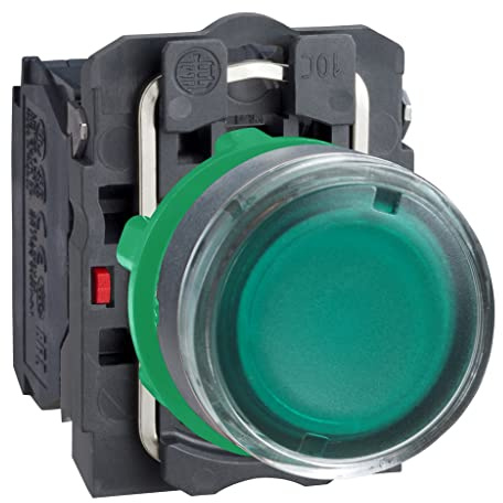 Schneider Electric Harmony XB5 - Illuminated Push Button Switch, Plastic, Spring Return, 1NO + 1NC, 24 V AC/DC, 22 mm Mount, Flush Operator Profile, XB5AW33B5, Green