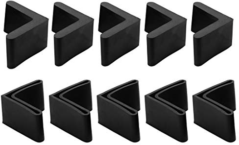 sourcing map 10 Pcs Rubber Covers Furniture L Shaped Angle Iron Legs Cap Pads 29mm x 29mm Black