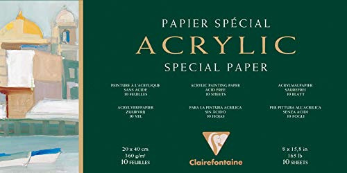 Clairefontaine – Papel de acrílico, 20 x 40 cm almohadilla en varios colores