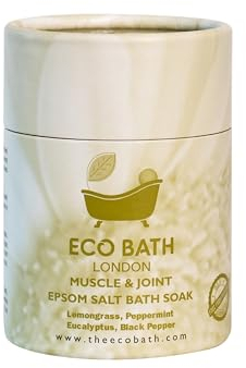 Eco Bath London Muscle & Joint Epsom Salt Bath Soak - Tube 250g, Magnesium Bath Salts Infused with Lemongrass, Peppermint, Eucalyptus, and Black Pepper Essential Oils,Bath Salt for Recovery