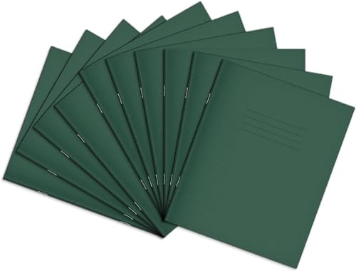 Rhino 8 x 6.5 Exercise Books, 48-Page / 10mm Squared Paper Notebook, 10-Pack, Writing Book, Office & School Stationery Supplies, Dark Green