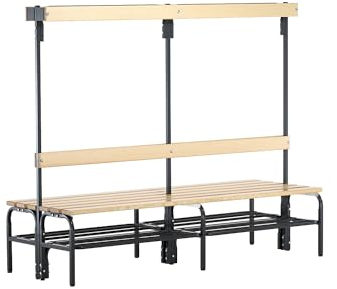 Sypro | Umkleidebank mit Hakenleisten | beidseitig | 12 Haken | 2000 mm | anthrazit | Schuhrost