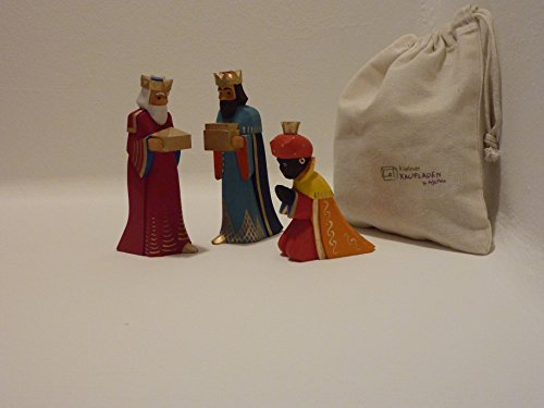 Lotte Sievers-Hahn Heilige DREI Könige Set orange Krippenfiguren mit Baumwollbeutel