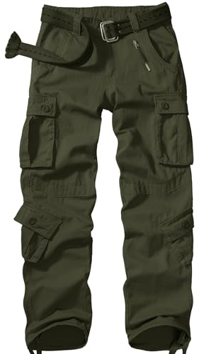 Men's BDU Casual Military Pants, Tactical Wild Army Combat ACU Rip Stop Camo Cargo Work Pants Trousers with 8 Pockets (7533 Army Green, 38)