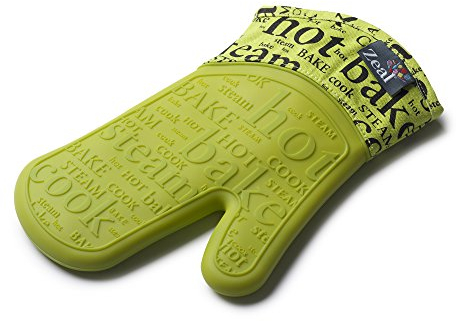 Zeal Silicone Heavy Duty Single Oven Mitt Glove, Lime Green (29 cm Long) - Script