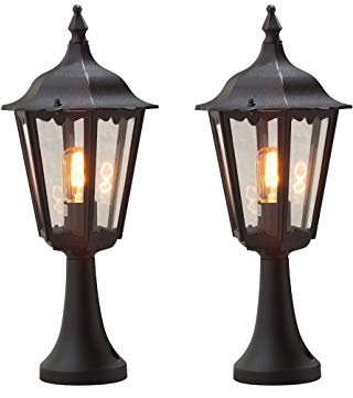 2er-Set schwarze Sockelleuchte FIRENZE, E27, Aluminium, Höhe 55 cm; KONSTSMIDE 7214-750