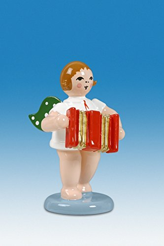 Rudolphs Schatzkiste Holzfigur Engel mit Akkordeon ohne Krone Höhe 6cm NEU Holzengel Instrument Seiffen Erzgebirge Figur Dekoration Holzfiguren Weihnachten Fensterschmuck Spielzeug Deko