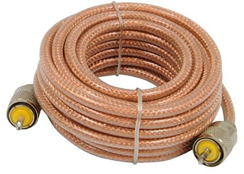 Roadpro RP-8X18CL 18FT CB Antenna Mini-8 Coax Cable with PL-259 Connector, Clear