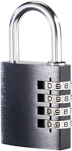 PEARL Zahlenschloss Spind: Vorhängeschloss aus Aluminium, mit 4-stelligem Zahlencode (Vorhängezahlenschloss, Kombinationsschloss, Zahlen)