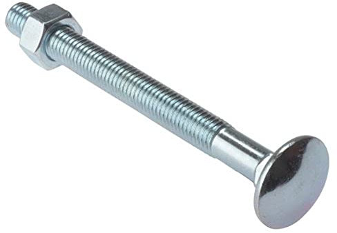 Merriway BH02174 Carriage Bolt with Nut, M10 x 100mm (3/8 inch x 4 inch) - Zinc Plated